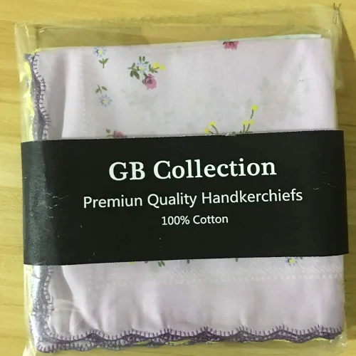 Miniatura 7 de GB - Pañuelos 100 algodón para mujer surtidos con borde ondulado y estampado floral 12 piezas