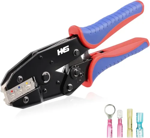 Miniatura 12 de HKS Juego de herramientas de prensado de trinquete, 8 piezas, mandíbula de intercambio rápido para terminales termorretráctiles, no aislados, barril