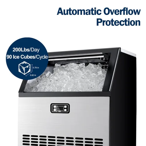 Miniatura 2 de EUHOMY Máquina comercial para hacer hielo creciente, hielo en forma de luna, máquina de hielo bajo encimera de acero inoxidable de 100 libras/24