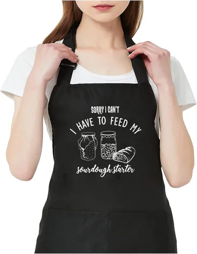 TSIIUO Delantal para hornear panadería para mujeres y hombres, para amantes del pan, regalo impermeable, babero para barbacoa, delantal de cocina