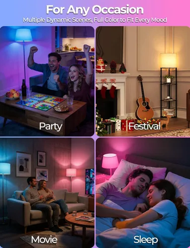 Miniatura 5 de ILC Bombilla LED que cambia de color, 120 colores, blanco cálido de 2700 K, equivalente a 70 vatios, estrobo DIY, RGB con control remoto, LED de 10