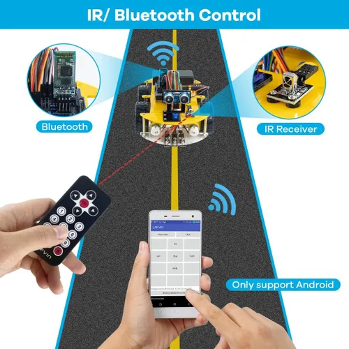 Miniatura 3 de LAFVIN Kit de coche robot inteligente incluye sensor ultrasónico, placa R3 compatible con Arduino IDE con tutorial