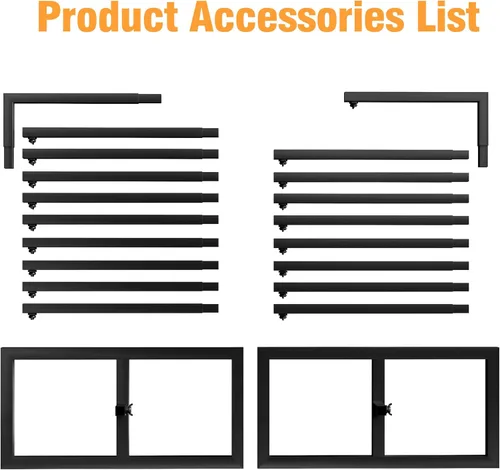 Miniatura 5 de Putros Soporte de Telón de Fondo Resistente de 8 pies x 8 pies Kit de Soporte de Telón de Fondo Negro de Tubería y Cortina Soporte de Metal