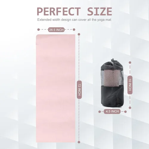 Miniatura 8 de Eunzel Toalla de yoga caliente, toalla de yoga súper absorbente, toalla antideslizante de microfibra de gamuza suave para Bikram Pilates y 72"x26.5")