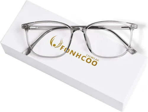 FONHCOO Gafas de bloqueo de luz azul para mujeres y hombres, TR90, marco de moda, gafas de luz azul para computadora Gris