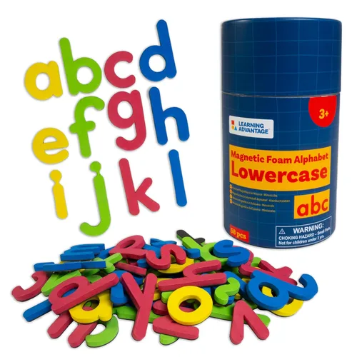 READY 2 LEARN Alfabeto magnético, minúsculas, 52 letras, imanes de espuma para niños, para el aula, refrigerador o pizarra blanca, imanes grandes