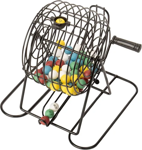 Miniatura 4 de GSE Games & Sports Expert Juego de bingo de lujo con jaula de acero, tablero maestro, 75 bolas, 150 fichas, 18 tarjetas de bingo para fiestas