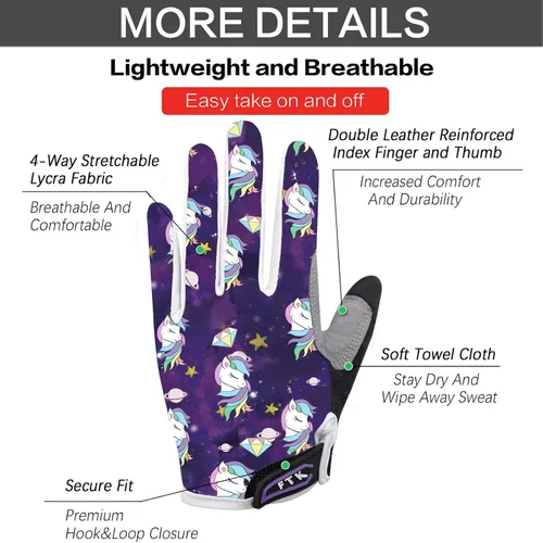 Miniatura 3 de FINGER TEN Guantes de ciclismo para niños y niñas y jóvenes, par de dedos completos, ciclismo de motocross, pantalla táctil, bicicleta de montaña