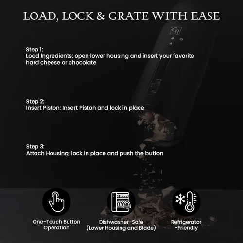 Miniatura 8 de Rallador de queso de lluvia, rallador de queso eléctrico resistente para cocina con opciones de rejilla fina, gruesa y afeitada, apto
