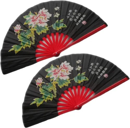 ZooBoo Abanicos de mano derecha de bambú chino Taichi Kungfu ventilador de artes marciales deportes plegable ventilador de mano 13 pulgadas