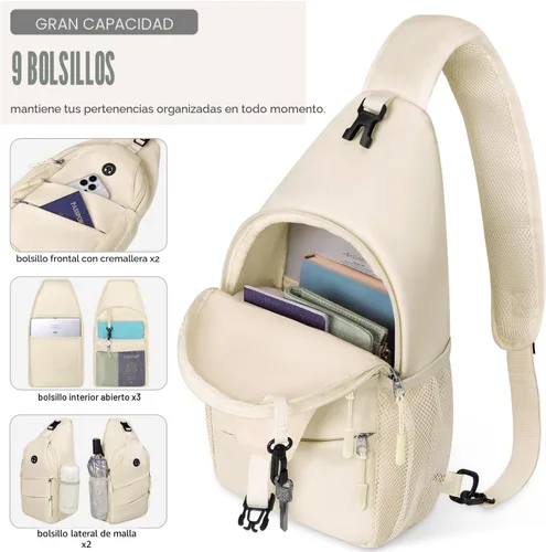 Miniatura 3 de Pritent Bolsos cruzados para mujeres y hombres, mochila de moda, bolsa casual para el pecho con correa de hombro convertible