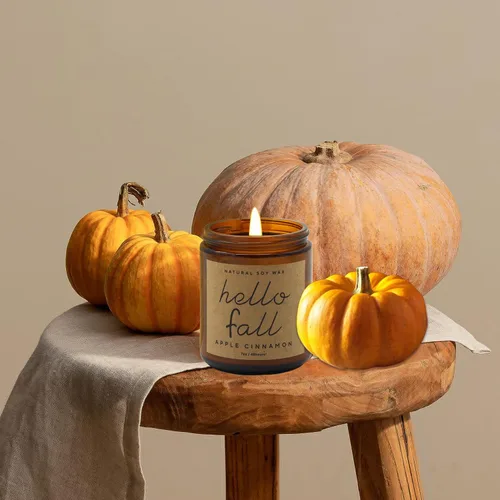 Miniatura 6 de Decoraciones de otoño para el hogar - Velas de otoño, regalos para mujeres, velas perfumadas naturales de cera de soja con aroma a manzana y canela
