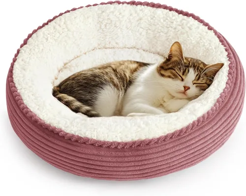 Miniatura 54 de Love's cabin Cama redonda acolchada para gatos y perros, cama para mascotas de 20 pulgadas para gatos o perros pequeños, parte inferior Violeta