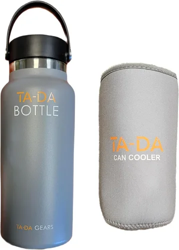 TA-DA Botella de acero inoxidable con enfriador de latas, fría hasta 24 horas y caliente hasta 12 horas, el enfriador de latas es más cómodo para