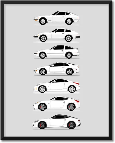 Miniatura 15 de Custom Car Posters Póster hecho a mano compatible con Nissan Z Car Generations (perfil lateral), decoración artística de Datsun Fairlady Z
