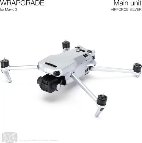 Miniatura 3 de WRAPGRADE Adhesivos de piel completa para DJI Mavic 3 / Mavic 3 Classic (Airforce Silver)