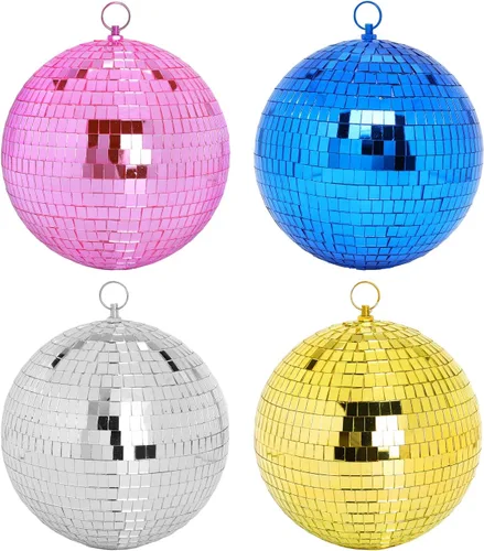 Miniatura 8 de DJBoomy Bola de discoteca de espejo colgante de 8 pulgadas: bolas de discoteca plateadas, bola de espejo con anillo colgante para decoración