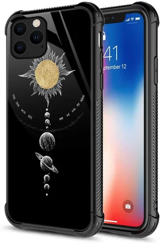 Miniatura 37 de ZHEGAILIAN Funda compatible con iPhone 12/12 Pro, funda de invasión de vaca alienígena OVNI, parte trasera de vidrio templado + funda protectora