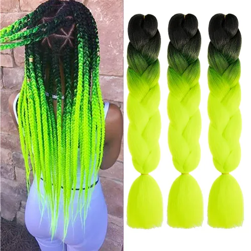 Miniatura 85 de Xiaofeng Extensiones de cabello trenzado coloridas Ombre de 61 cm, 3 unidades, trenzas Jumbo de alta temperatura para trenzas en zigzag y trenzas