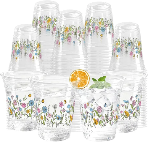 Miniatura 11 de 100 Piezas Vasos de Plástico Rosa Fiesta Vaquera Occidental 12 OZ Vasos Desechables Disco, Diseños de Sombrero Vaquero, Bota y Bola Disco