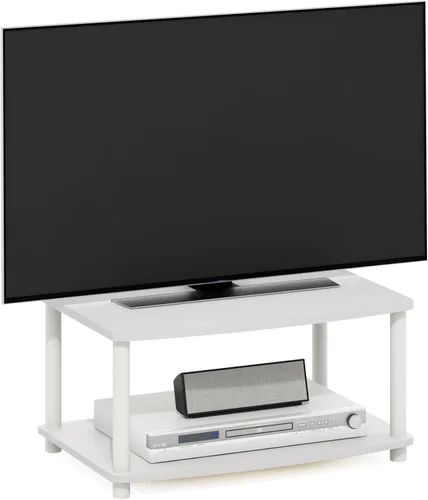 Miniatura 25 de Furinno Turn-N-Tube Soporte de TV, centro de entretenimiento de esquina de 3 niveles con estantes abiertos, consola de TV sin herramientas para TV