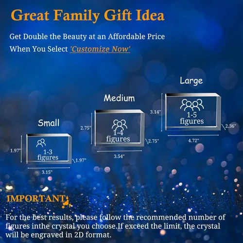 Miniatura 6 de Foto de cristal 3D personalizada, marco de fotos de vidrio grabado con láser, gran aniversario, cumpleaños, Navidad, regalos conmemorativos