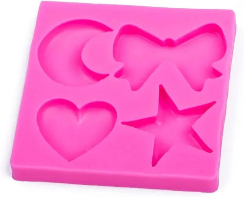 Miniatura 7 de Molde de silicona para chocolate, dulces y pasteles, forma de corazón, luna, estrella, lazo, grado alimenticio, reutilizable, resistente a altas