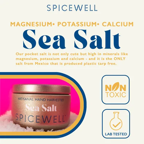 Miniatura 3 de Spicewell Sal marina de bolsillo, cosechada artesanalmente a mano, alta en electrolitos, magnesio, potasio y calcio, sin lona de plástico, sin yodo