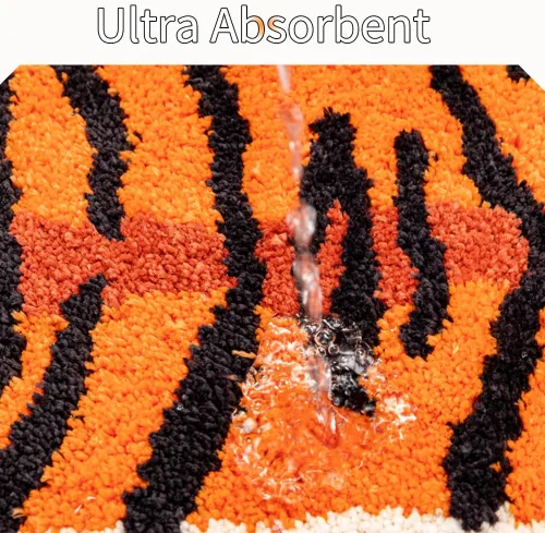 Miniatura 5 de Tapete de baño de tigre para baño, diseño de dibujos animados de tigre naranja, antideslizante, absorbente y pequeño, decoración de baño, alfombra