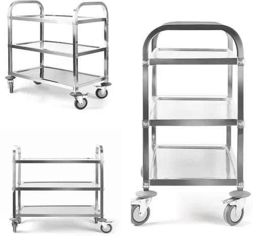 Miniatura 6 de Nisorpa Carrito utilitario de acero inoxidable de 3 niveles, 30 pulgadas de largo x 16 pulgadas de ancho x 33 pulgadas de alto, carritos rodantes