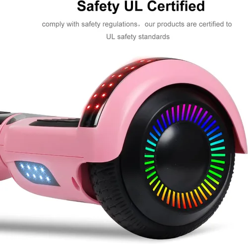 Miniatura 5 de FLYING-ANT Patinete autoequilibrante de 16.51 cm con altavoz y luces LED rojas Rosa