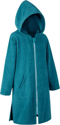 Miniatura 13 de MissShorthair Bata de toalla con capucha para niños, cubierta de playa con cremallera, bata cambiadora de natación para niños, poncho de baño