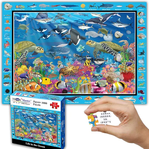 Think2Master Colorida vida oceánica rompecabezas de 1000 piezas para niños mayores de 13 años, adolescentes, adultos y familias. Gran regalo para