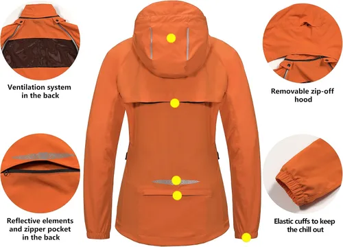 Miniatura 6 de Little Donkey Andy Chaqueta de correr de secado rápido para mujer UPF 50+ con mangas desmontables y capucha