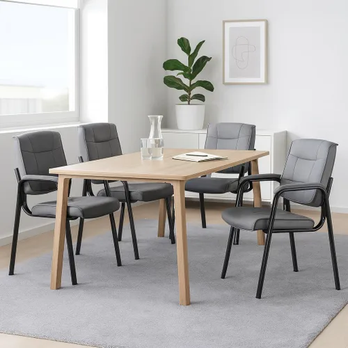 Miniatura 9 de Naomi Home Sillas apilables de piel sintética para invitados de oficina, sillas de recepción con reposabrazos para vestíbulo, clínica, sala
