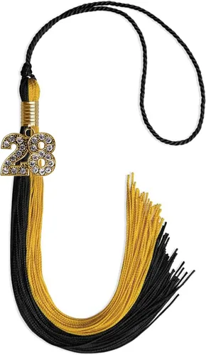 Miniatura 69 de Endea Graduation Borla de doble color con dije dorado (negro/oro brillante, 2022)