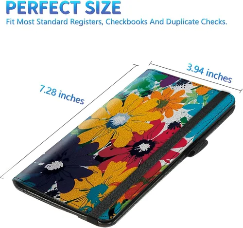 Miniatura 105 de Funda para chequera para hombres y mujeres, cartera de cuero RFID con ranuras para tarjetas de crédito, soporte de cheques duplicados personales