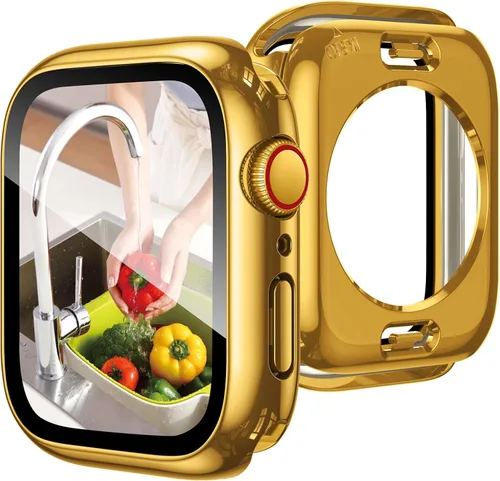 Miniatura 13 de Goton Funda impermeable 2 en 1 para Apple Watch Series 9, 8, 7, protector de pantalla de 1.772 pulgadas, cubierta protectora de vidrio 360, Plateado