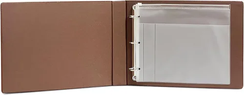 Miniatura 2 de Carpeta de 3 anillos para cheques de escritorio con trozos finales, 3 en una página, ajuste de 3 y 9 agujeros de piel sintética