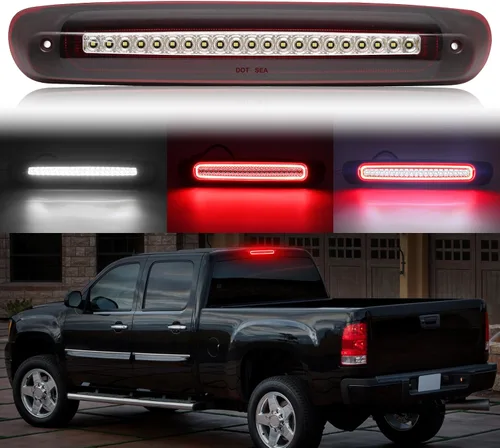 Tercera Luz de Freno LED Compatible con Silverado Sierra 2007-2013 1500 2500 3500 1500HD 2500HD 3500HD 3ra Luz de Freno, Luz de Parada Central