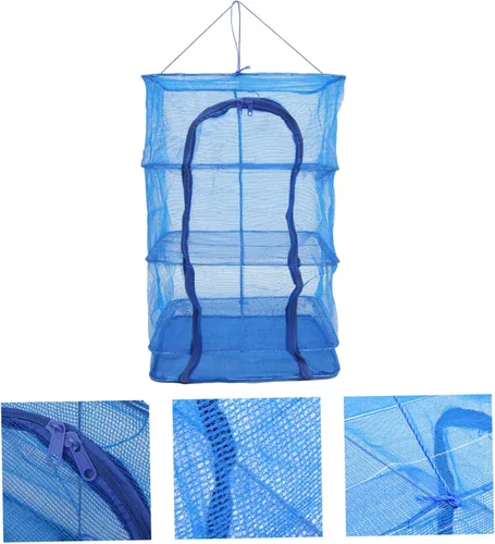Miniatura 4 de Red de secado plegable para jaula de pescado para alimentos Rejilla de secado de ropa Estante de secado de lavandería plegable Frutas Verduras Jaula