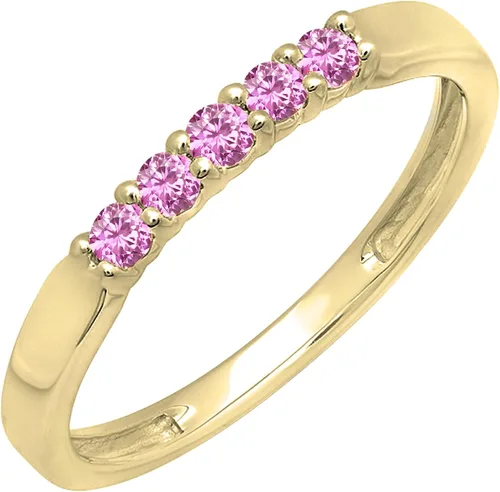 Miniatura 108 de Dazzlingrock Collection Anillo de boda redondo de 5 piedras preciosas o diamantes para mujer en oro macizo de 10 K/14 K/18 K