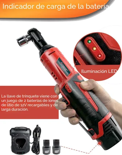 Miniatura 4 de AOBEN Juego de llaves de trinquete eléctricas inalámbricas, kit de herramientas de trinquete de 3/8 pulgadas 12 V con 2 paquetes de batería de iones