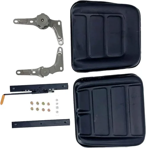 Miniatura 9 de Asiento de tractor de suspensión de PVC con ángulo de respaldo ajustable de 140° Negro Se adapta a carretilla elevadora de excavadora, tractor