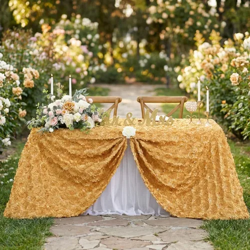 Miniatura 10 de Fanqisi Mantel de rosetón de 50x80 pulgadas, patrón de rosas, color púrpura, mantel de satén con rosetones de lino para decoración de mesa