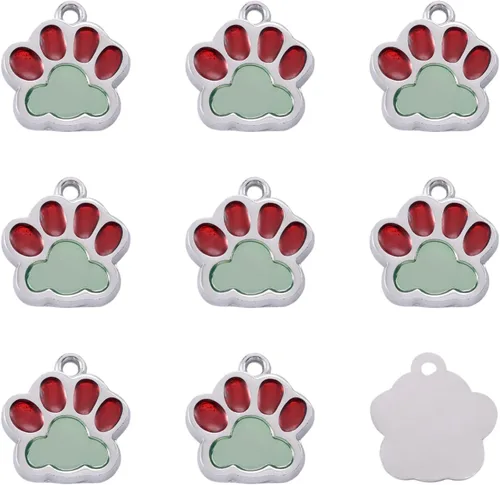Miniatura 8 de Abalorio esmaltado con estampado de pata de perro y gato con purpurina en polvo de aleación de esmalte de gato y perro, dijes para llavero, joyería