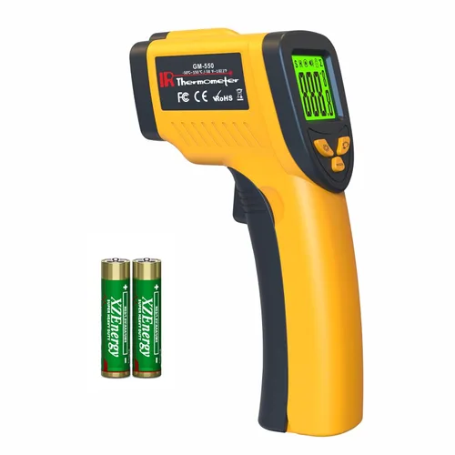 DEASOMIYE Termómetro láser infrarrojo, pistola de termómetro láser infrarrojo digital con emisividad ajustable, pistola de temperatura de termómetro