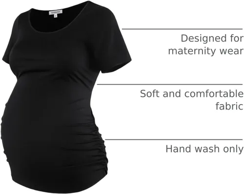 Miniatura 154 de GINKANA Blusas de maternidad de manga corta, diseño floral, fruncido, casual, para mamá, para embarazo