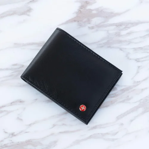 Miniatura 9 de Alpine Swiss Cartera plegable de cuero con bloqueo RFID para hombre de alta capacidad