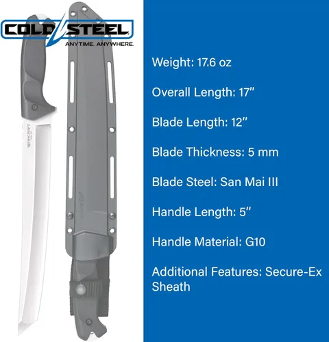 Miniatura 6 de COLD STEEL Warcraft San Mai III Tanto Point Cuchillo de Hoja Afilada como Navaja con Mango G-10 Militar Táctico de Hoja Fija con Vaina Secure-Ex